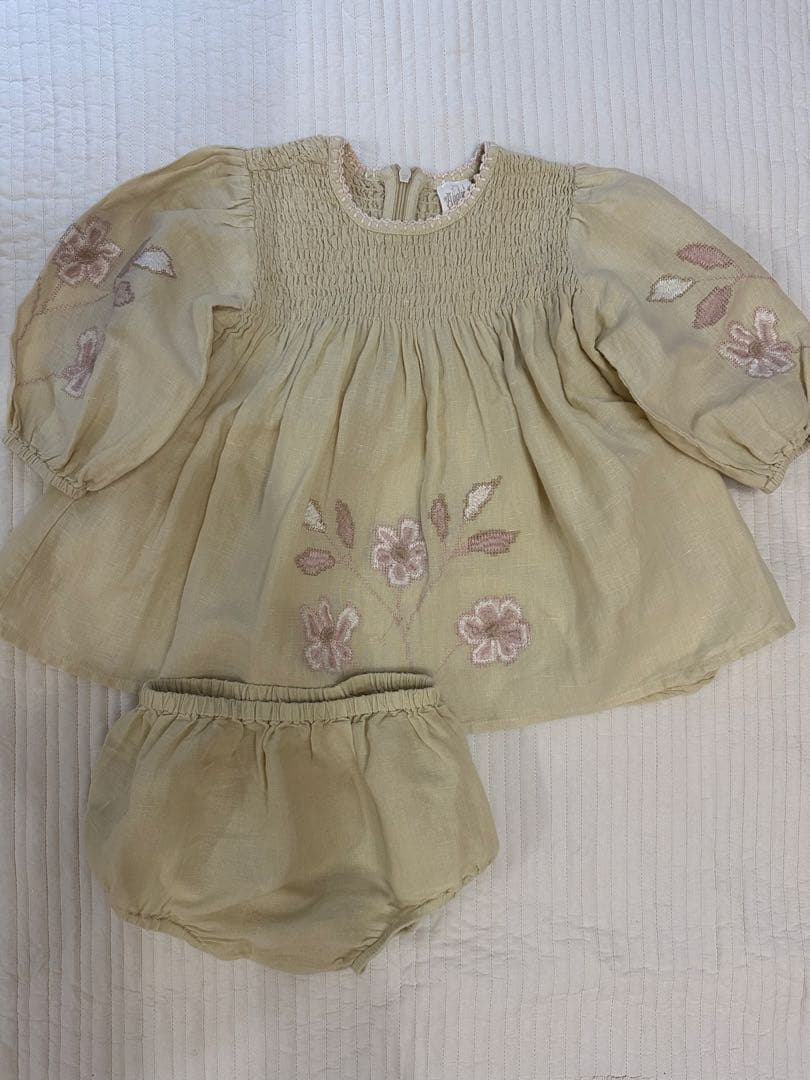 ワンピース apolina NOEMIE DRESS-PALE PEAR 18-24M