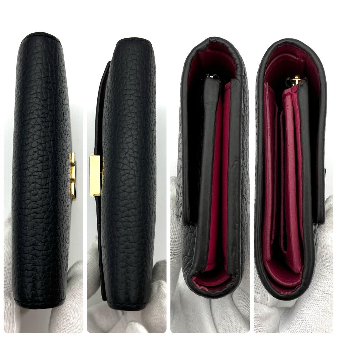 【超極美品】ルイヴィトン ポルトフォイユ カプシーヌ コンパクト 黒 C193