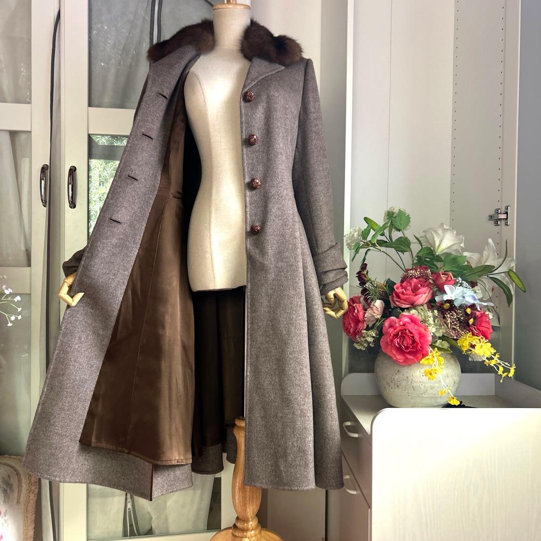 美品フォクシー　カシミヤ95% 裏地絹100%フレアワンピース風レディクラシック