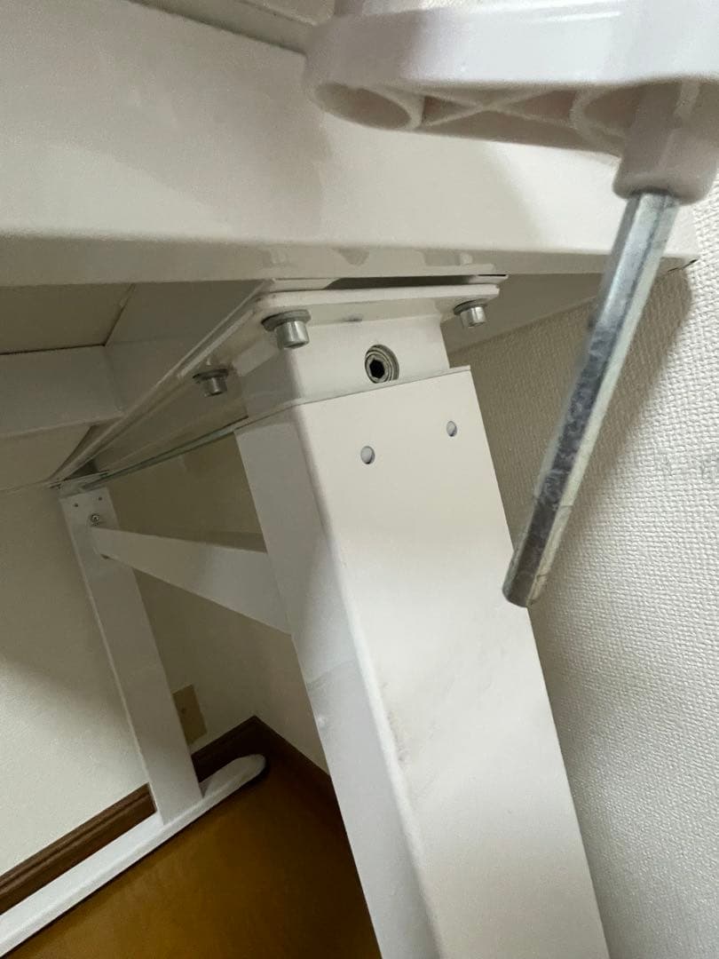 手動　昇降デスク　ホワイト　机