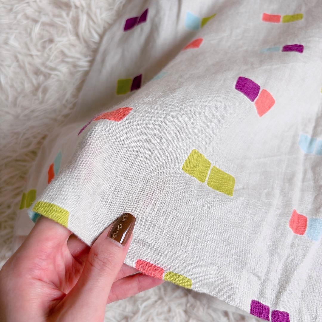 marimekko　マリメッコ　リネン100%　総柄ワンピース　膝丈　36サイズ