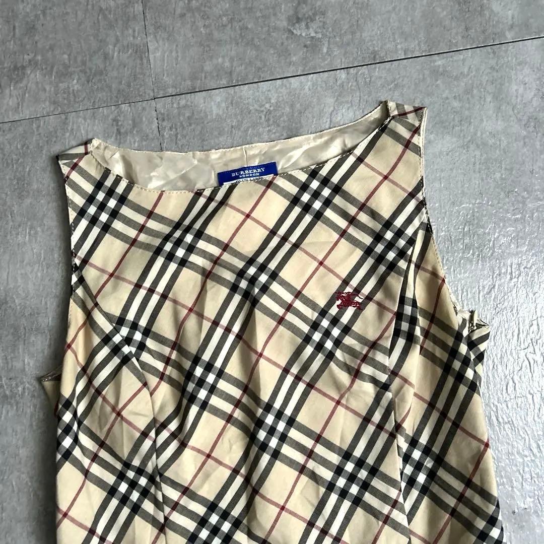 Burberryノバチェック柄 ノースリーブワンピース ベージュ 38サイズ