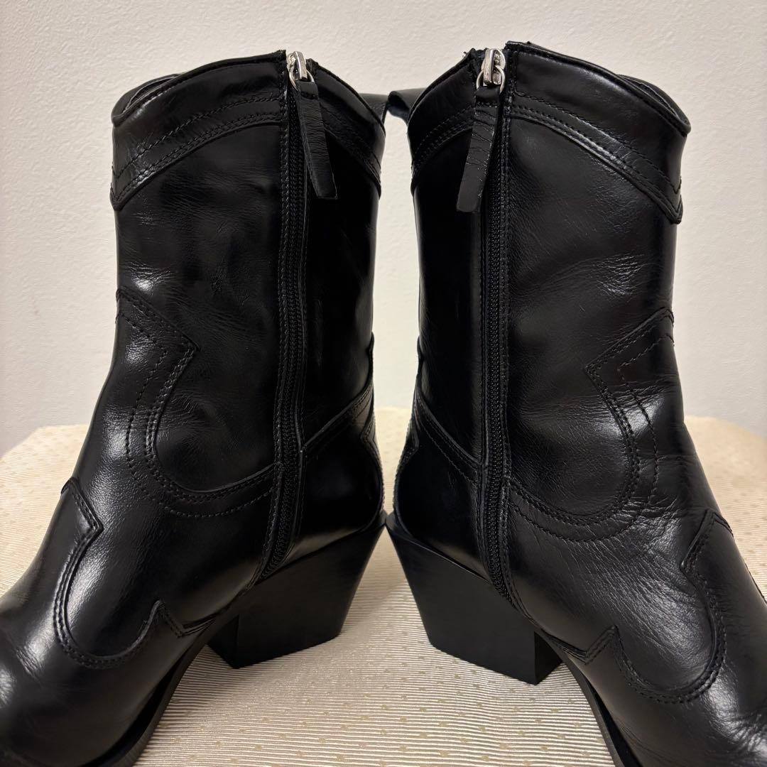 ZARA 美品☆ヒール カウボーイアンクルブーツ ウエスタンブーツ 25cm