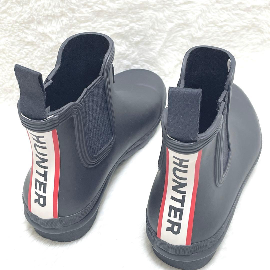 【美品】HUNTER ハンター　レインブーツ　サイドゴア　ブラック