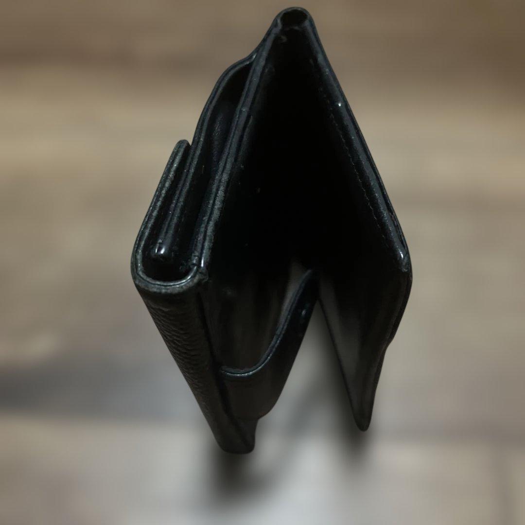 CHANEL シャネル キャビアスキン Ｗホック 二つ折り 財布 黒　デカココ