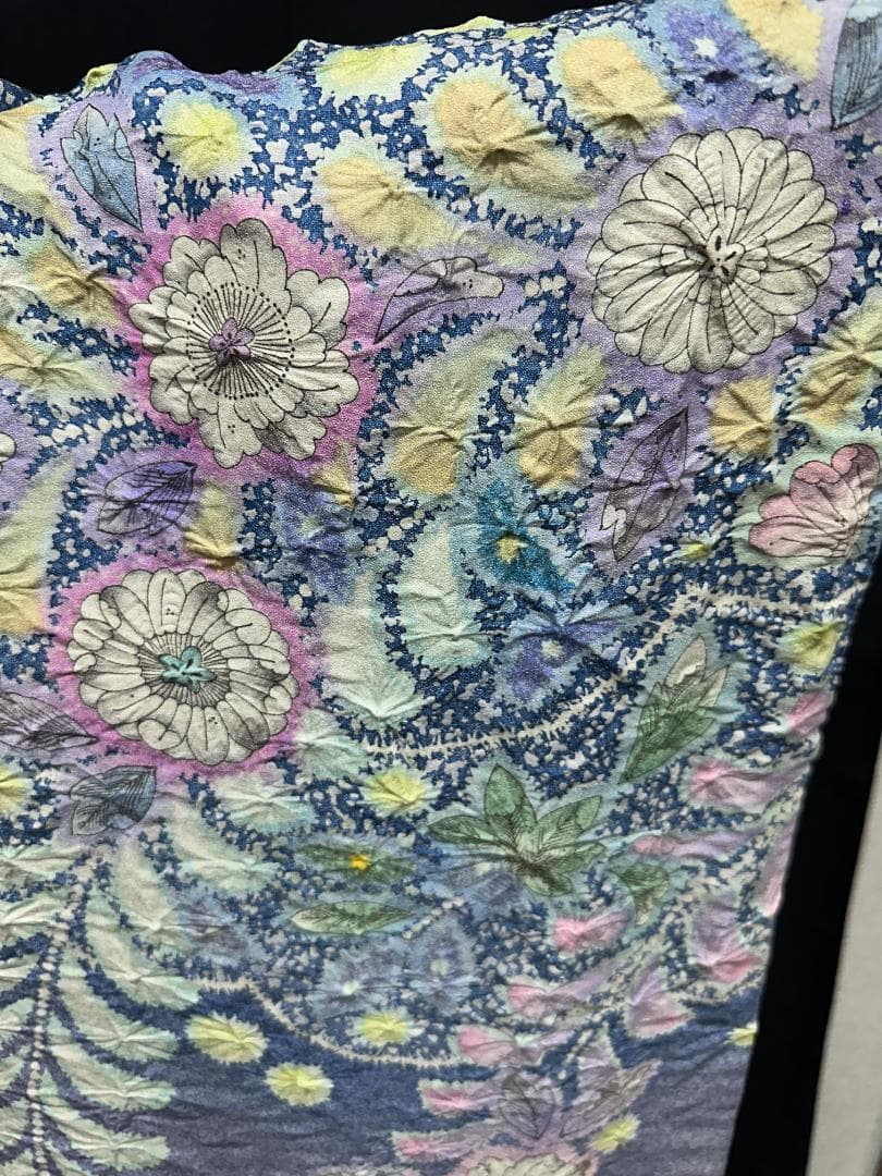 パープル系 辻が花 金通し振袖 辻が花六通柄袋帯フルセット