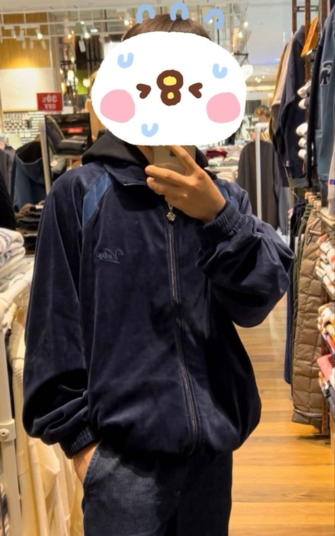 kebozケボズVELOUR TRACK JACKETトラックジャケットMブルー