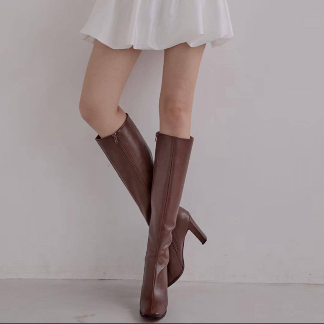 ACYMBetty skinny ロングブーツ ダークブラウン レザー24.5