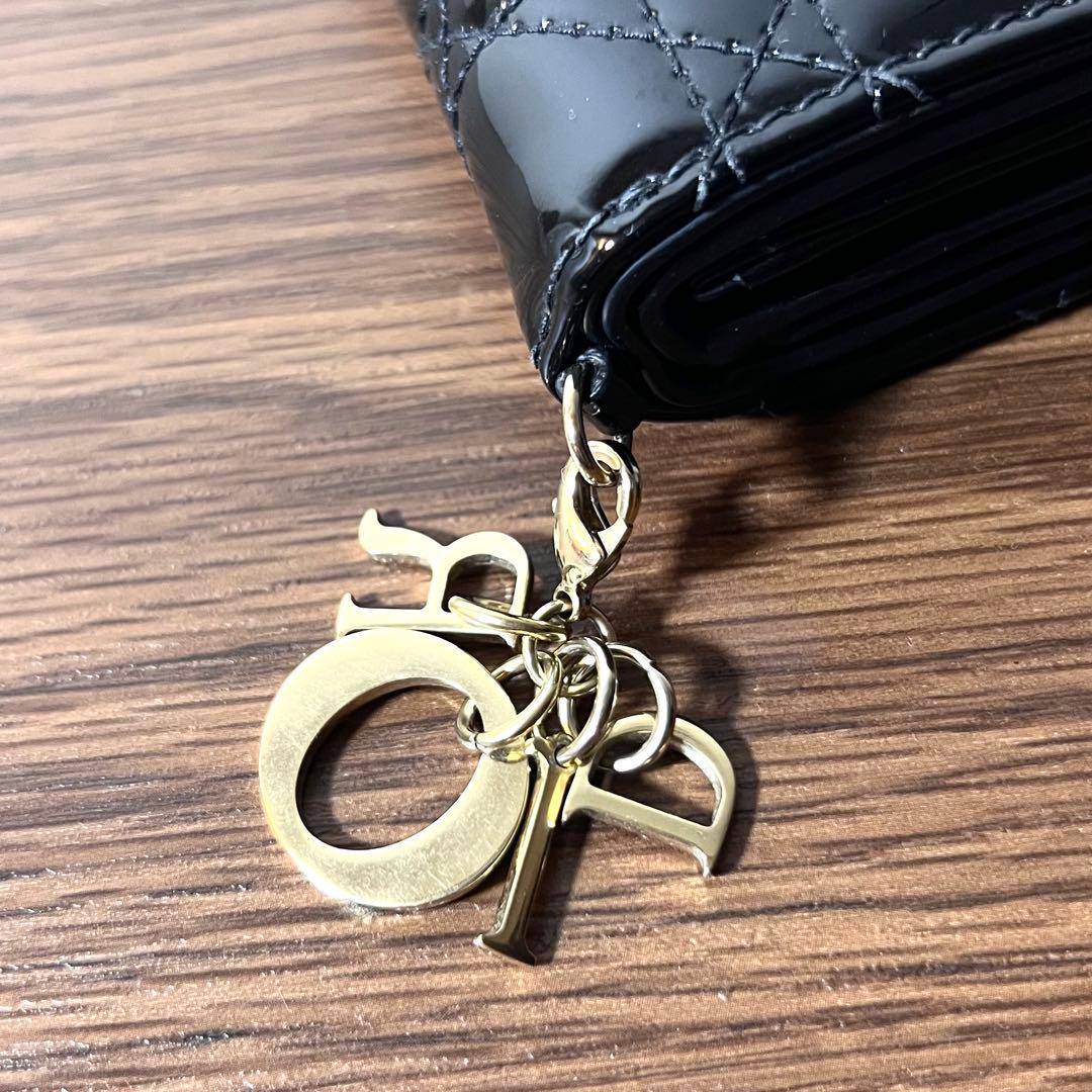 クリスチャンディオール 三つ折り財布 レディディオール カナージュ エナメル