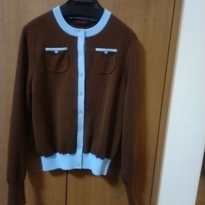 【美品】CABaN コットンカシミヤ バイカラークルーネックカーディガン