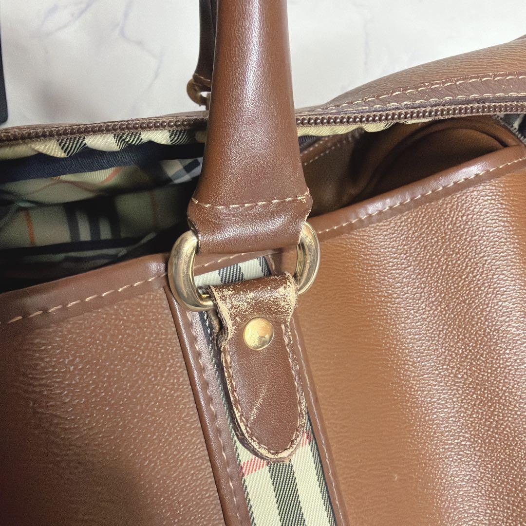 希少✨️BURBERRY ボストンバッグ 2way レザー ブラウン ノバチェック