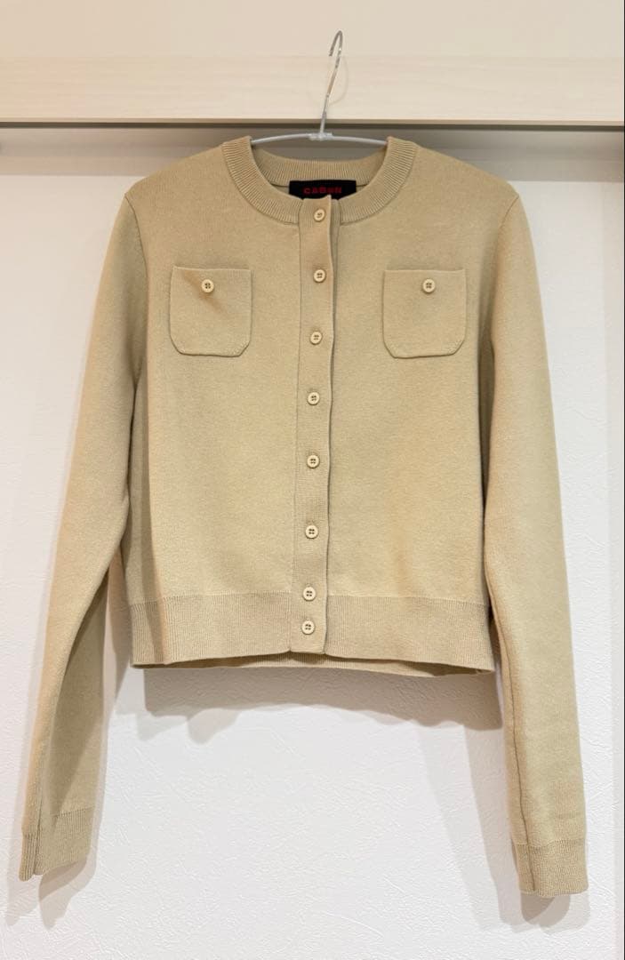 CABaN コットンカシミヤクルーネックカーディガン　ライトベージュ