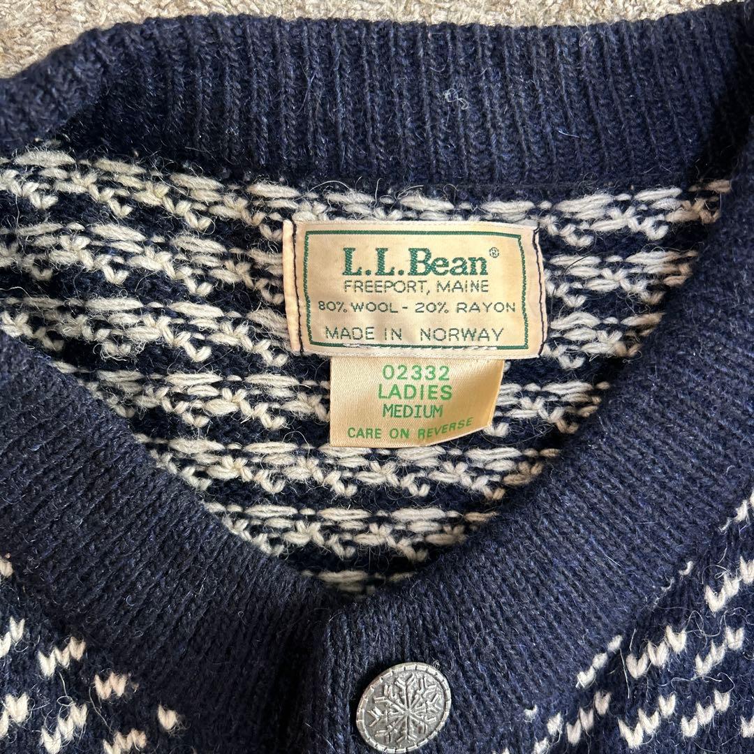 【希少ノルウェー製】L.L.Bean バーズアイ　カーディガン