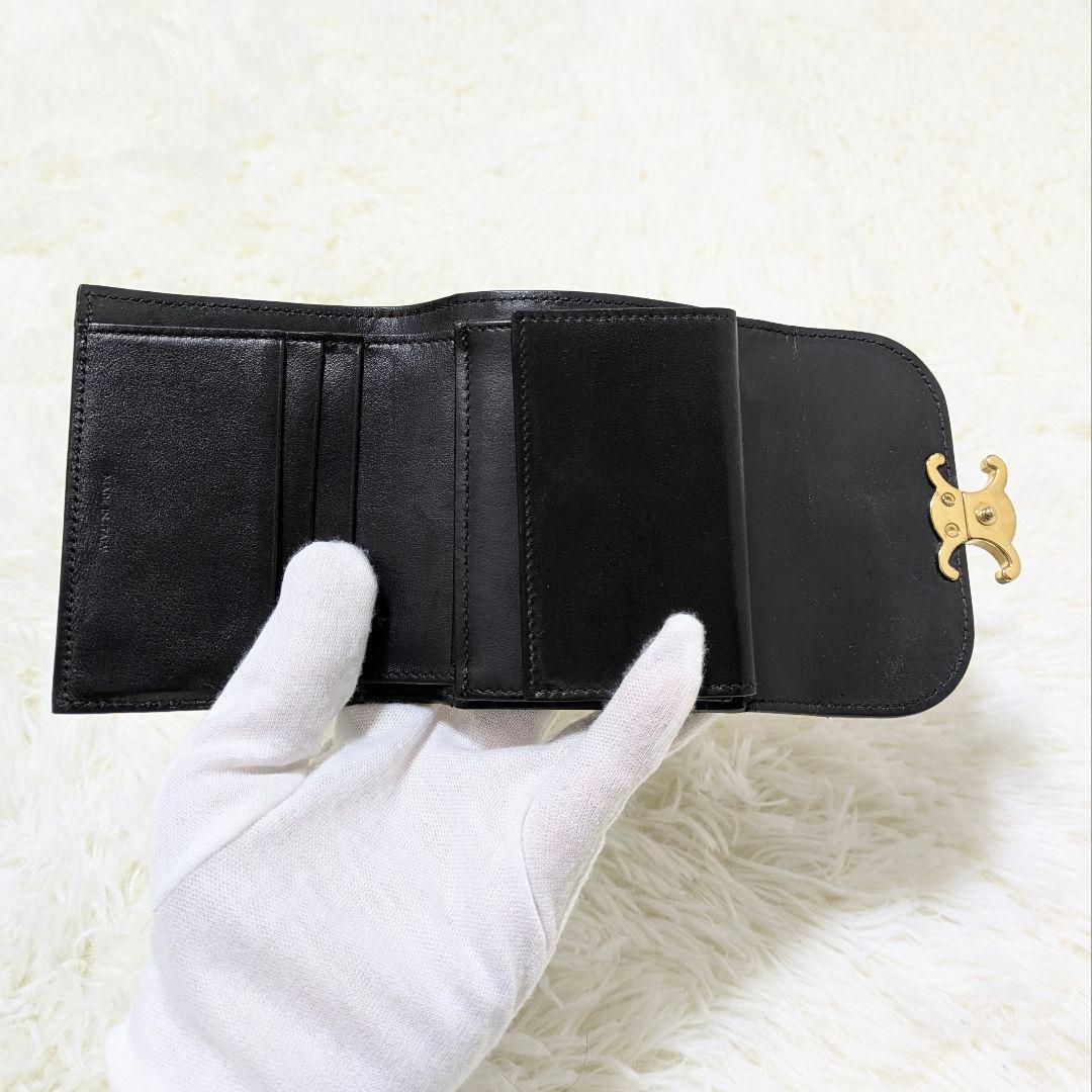みさ✨CELINE トリオンフ　スモールウォレット　三つ折り財布　ブラック