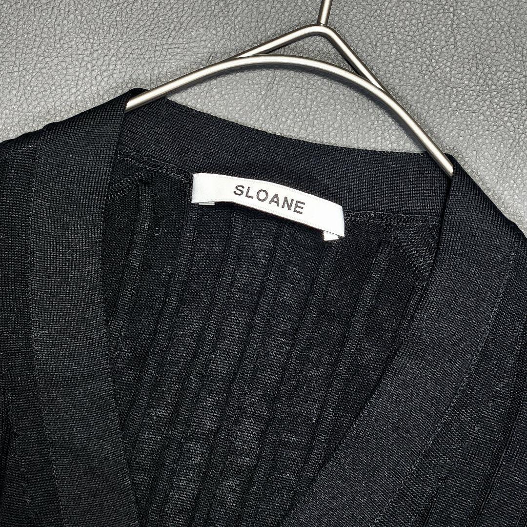 SLOANE スローン 18G シルクリブ Vネック カーディガン S 黒