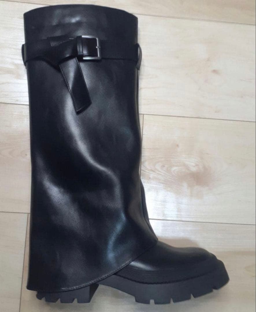 ZARA 美品 ゲートル ブーツ バックル 37 24cm