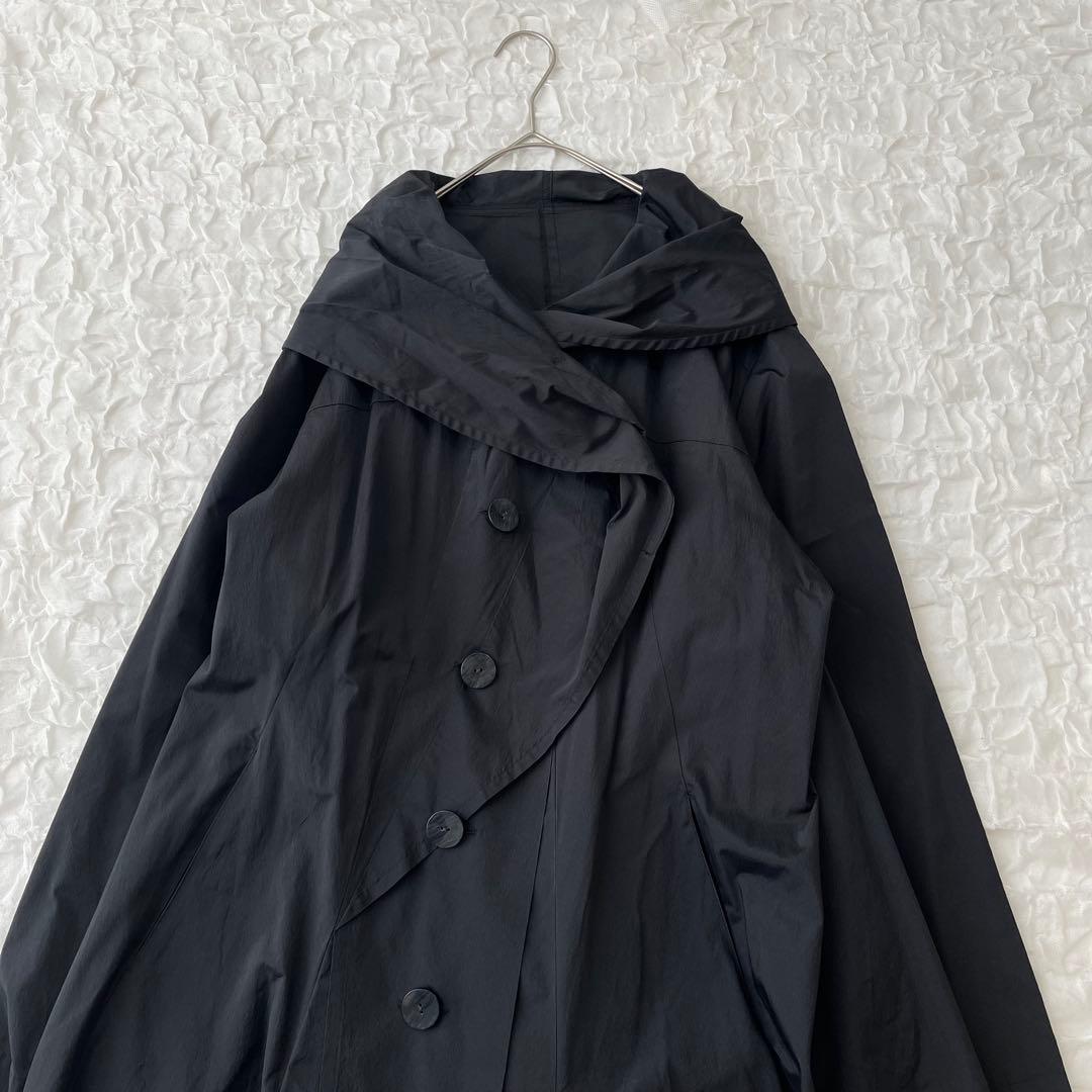 慈雨 アウター ロングコート 黒 アシンメトリー 変形デザイン サイズ40