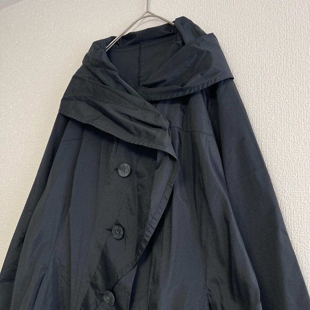 慈雨 アウター ロングコート 黒 アシンメトリー 変形デザイン サイズ40