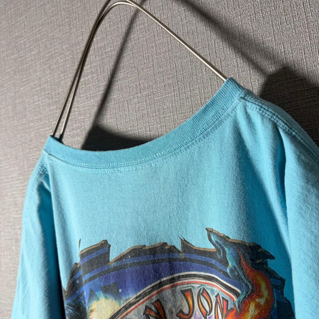 即完品★ロンジョン RONJON Tシャツバックプリント 90s 水色 希少XL