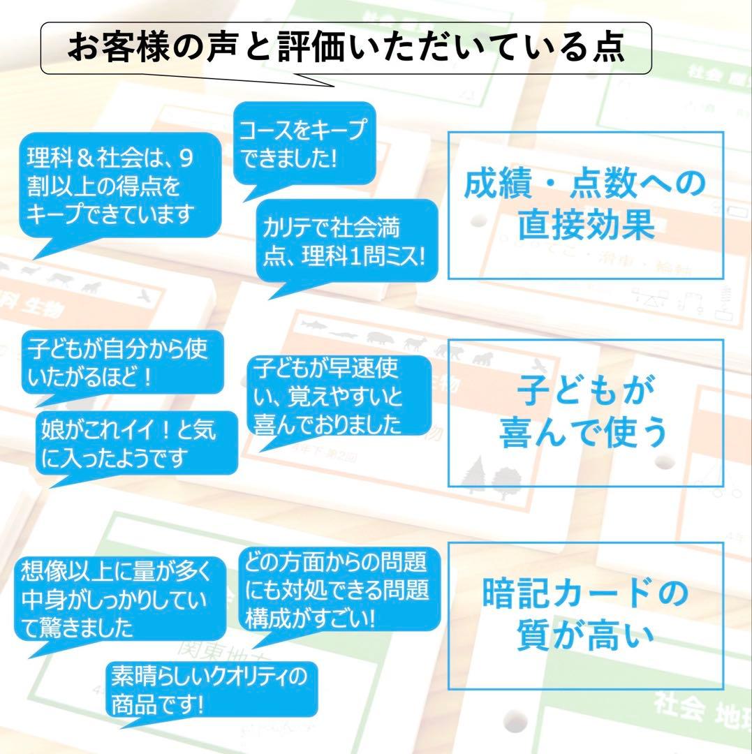 中学受験 暗記カード【4年上 社会・理科 6-9回】組分けテスト対策 予シリ