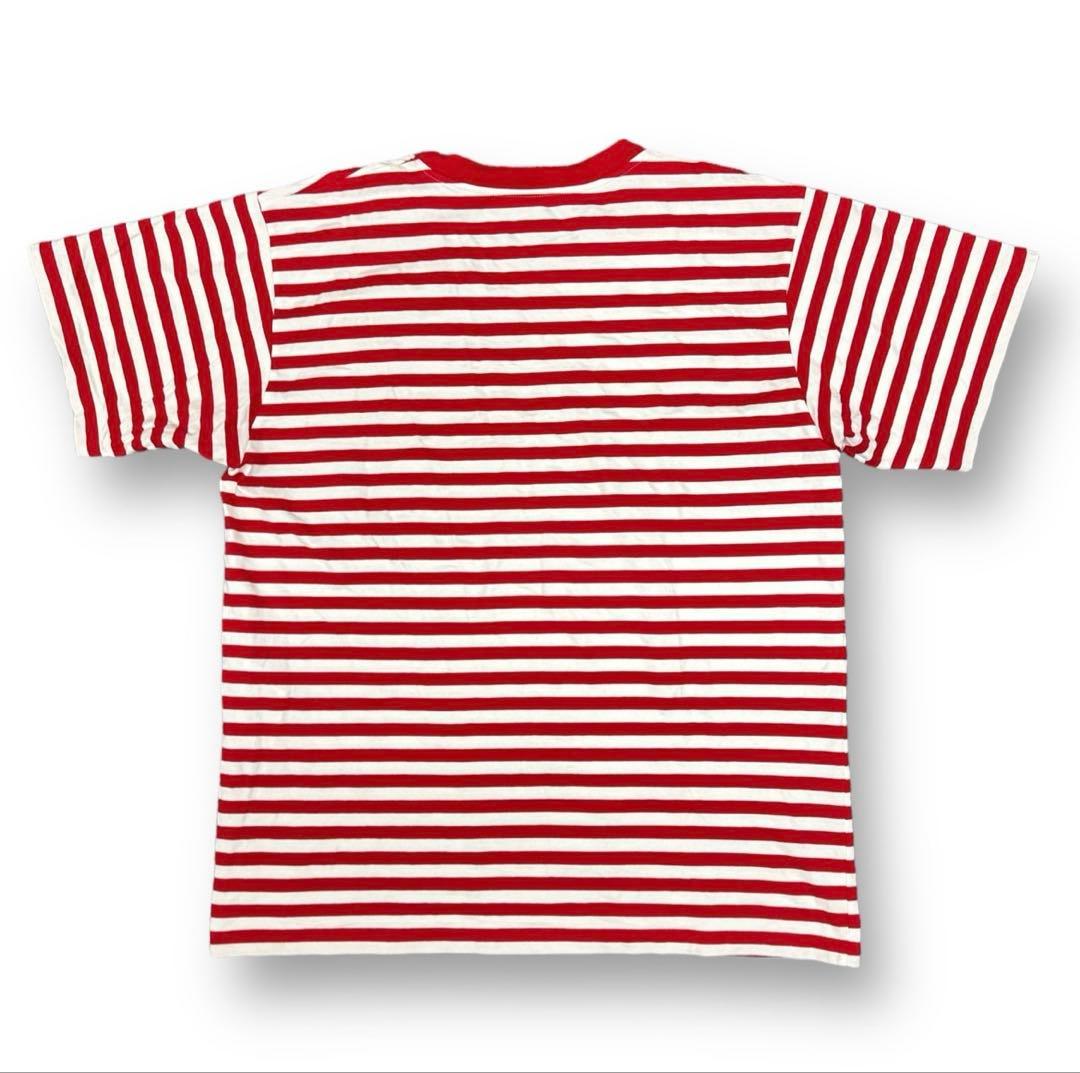 美品 GUCCI グッチ 半袖Tシャツボーダー ロゴプリント レッドホワイトXS