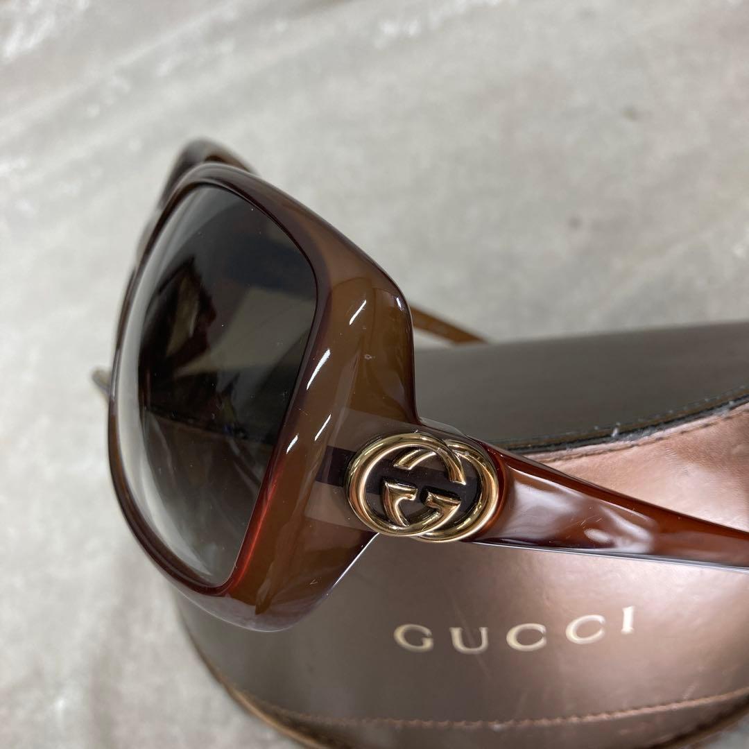 GUCCI グッチ サングラス ブラウン系 GGロゴ ケース付 小傷あり