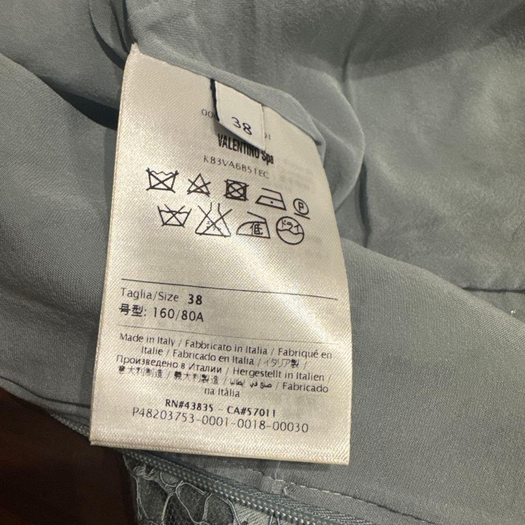 VALENTINOライトブルー レース 半袖ワンピース