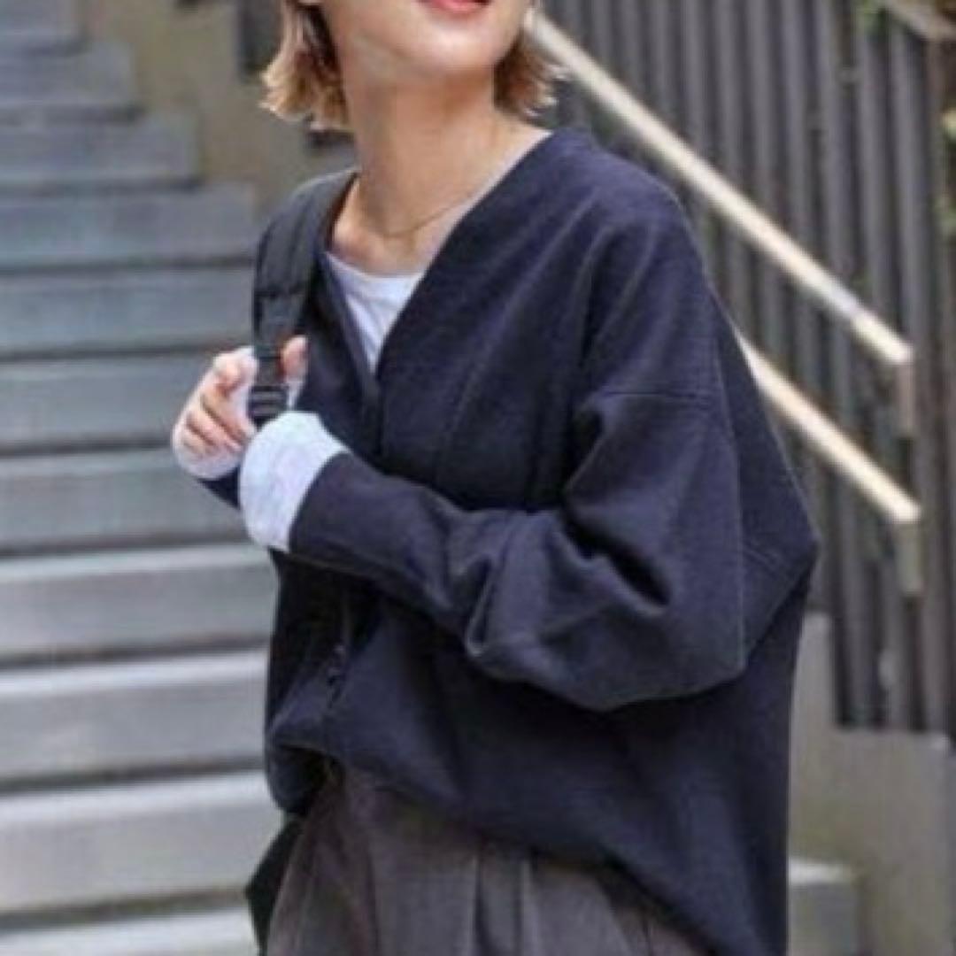 美品✨24AW スピックアンドスパン ダブルジャガード カーディガン ネイビー