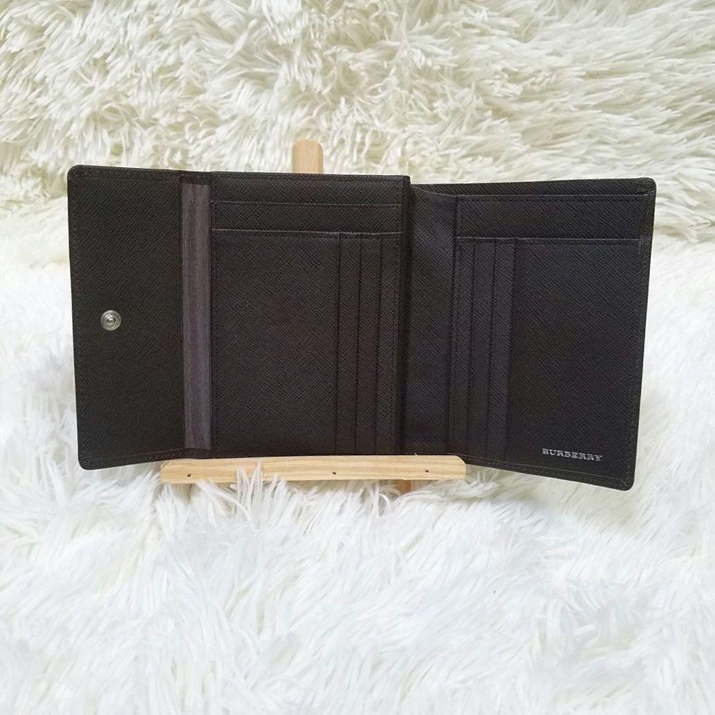 【極美品】BURBERRY 三つ折り財布 がま口 ノバチェック レザー ブラウン