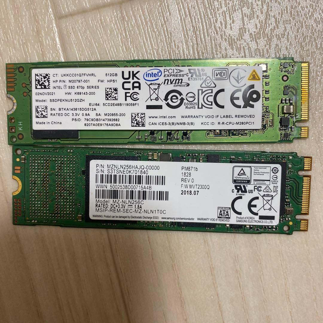中*村様 SSD 670p 512GB 1枚。 256GB 1枚