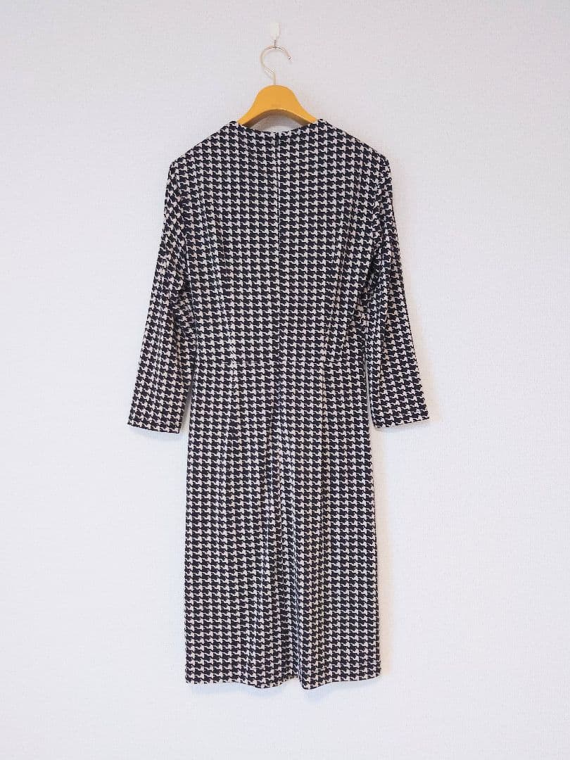【新品未使用】Mimi Grant 七分袖 ひざ丈 ジャージーワンピ 千鳥格子