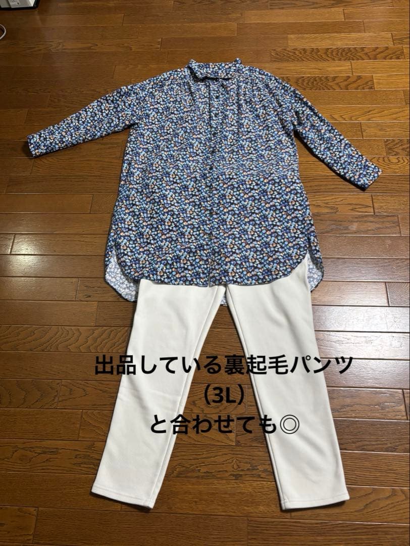 美品 shower party 日本製 ゆったりコーデュロイ 小花 シャツワンピ