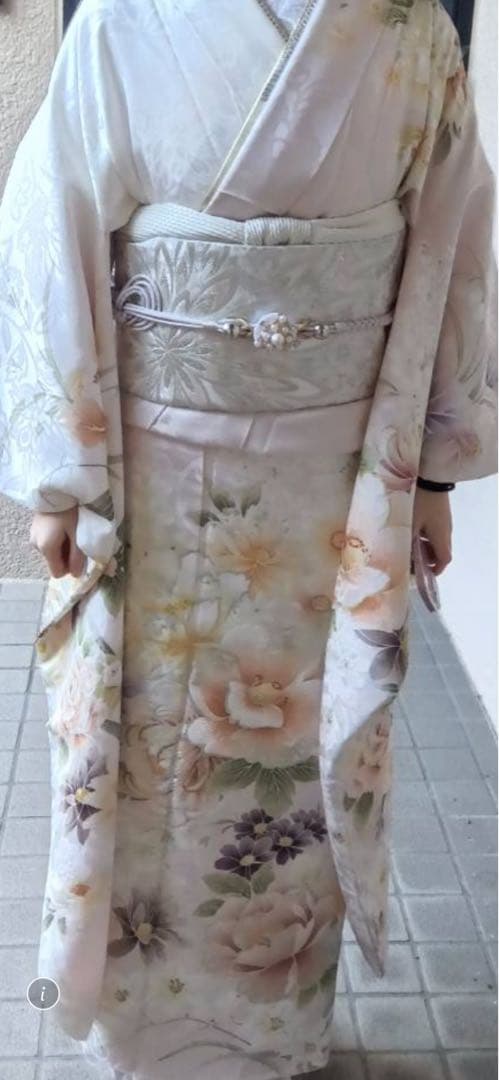 振袖フルセット 白ピンク くすみピンク