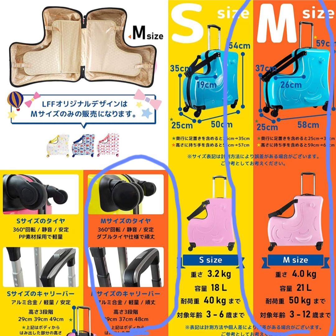 美品✨️ 子どもが乗れるキャリーケース ベビーピンク Mサイズ ダブルキャスター