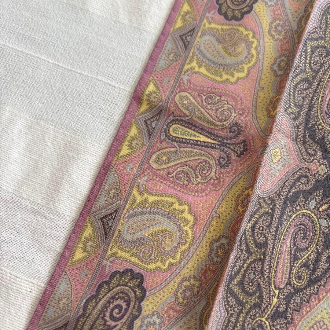 ETRO シルク&ウール　ストール　エトロ　ペイズリー　イタリア製　絹　毛