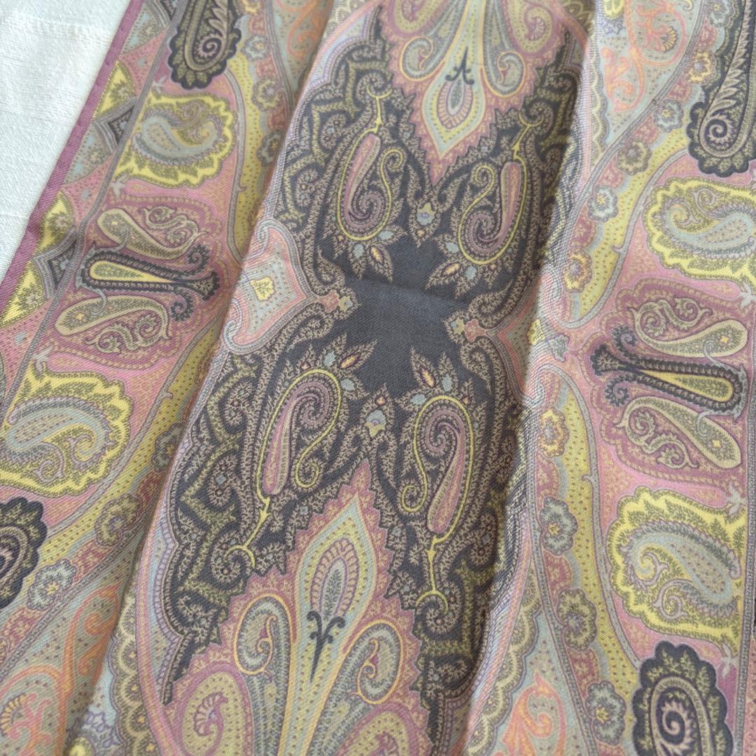 ETRO シルク&ウール　ストール　エトロ　ペイズリー　イタリア製　絹　毛