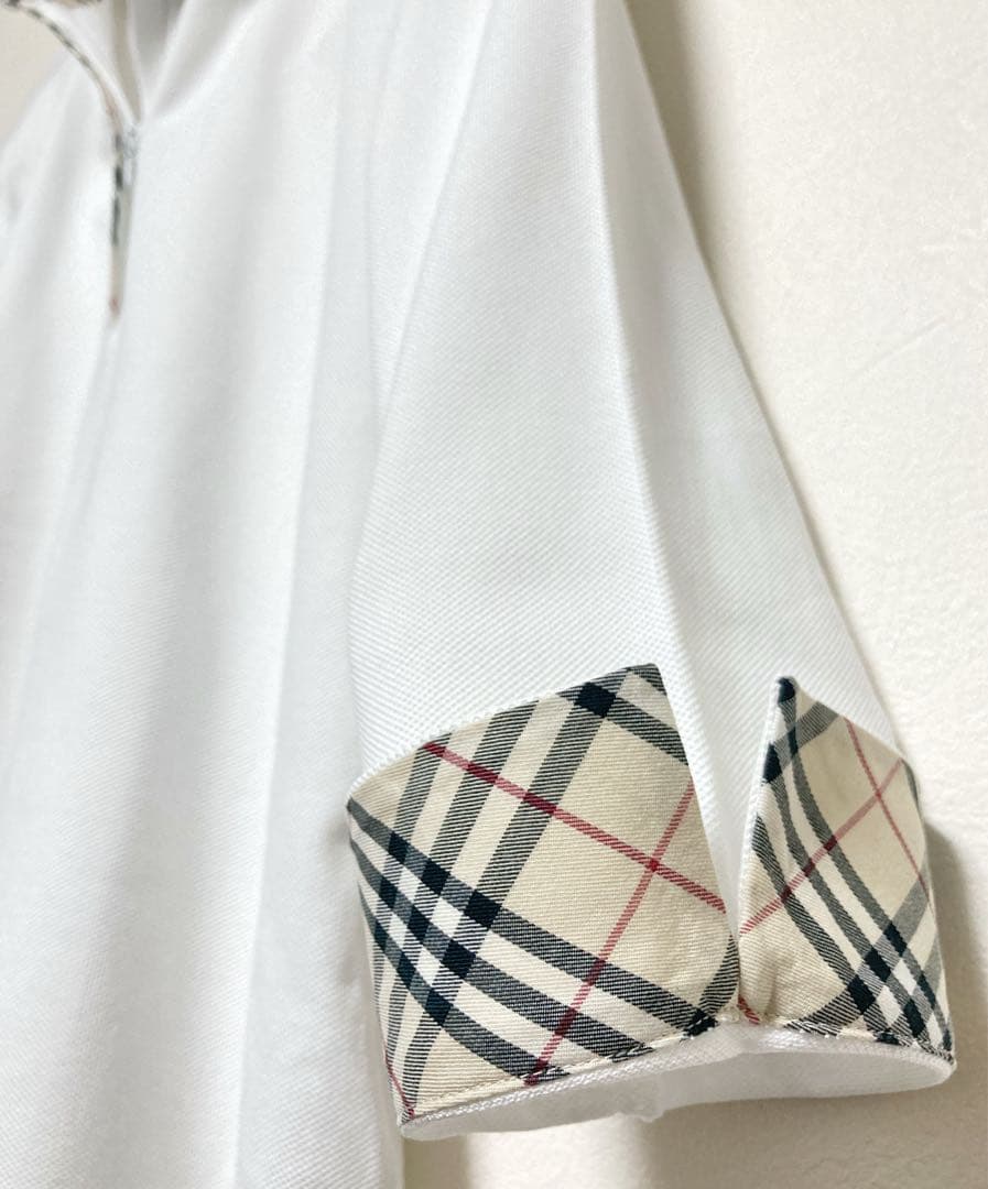 美品 バーバリーロンドン ノバチェック 七分袖 鹿子 ポロシャツ