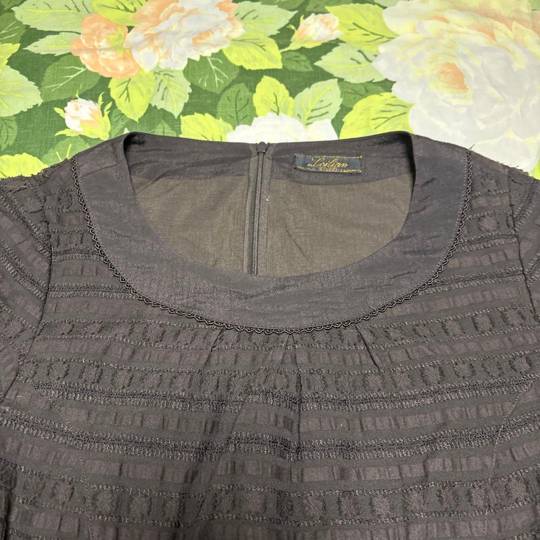 美品【値下げOK】Leilian ワンピース 13＋サイズ ブラウン　日本製