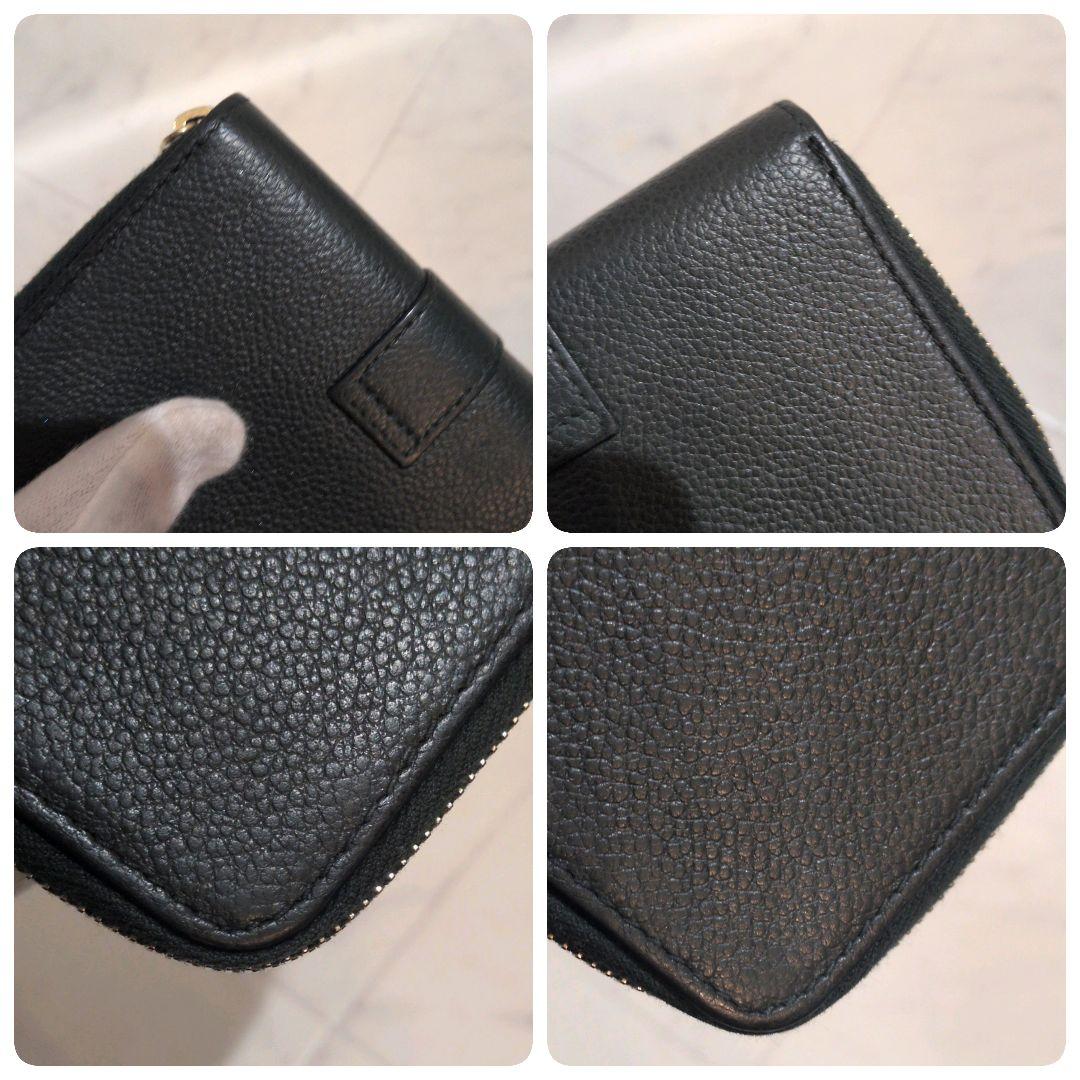 希少❀SAINT LAURENT 二つ折り財布　ダークグリーン　レザー　ゴールド