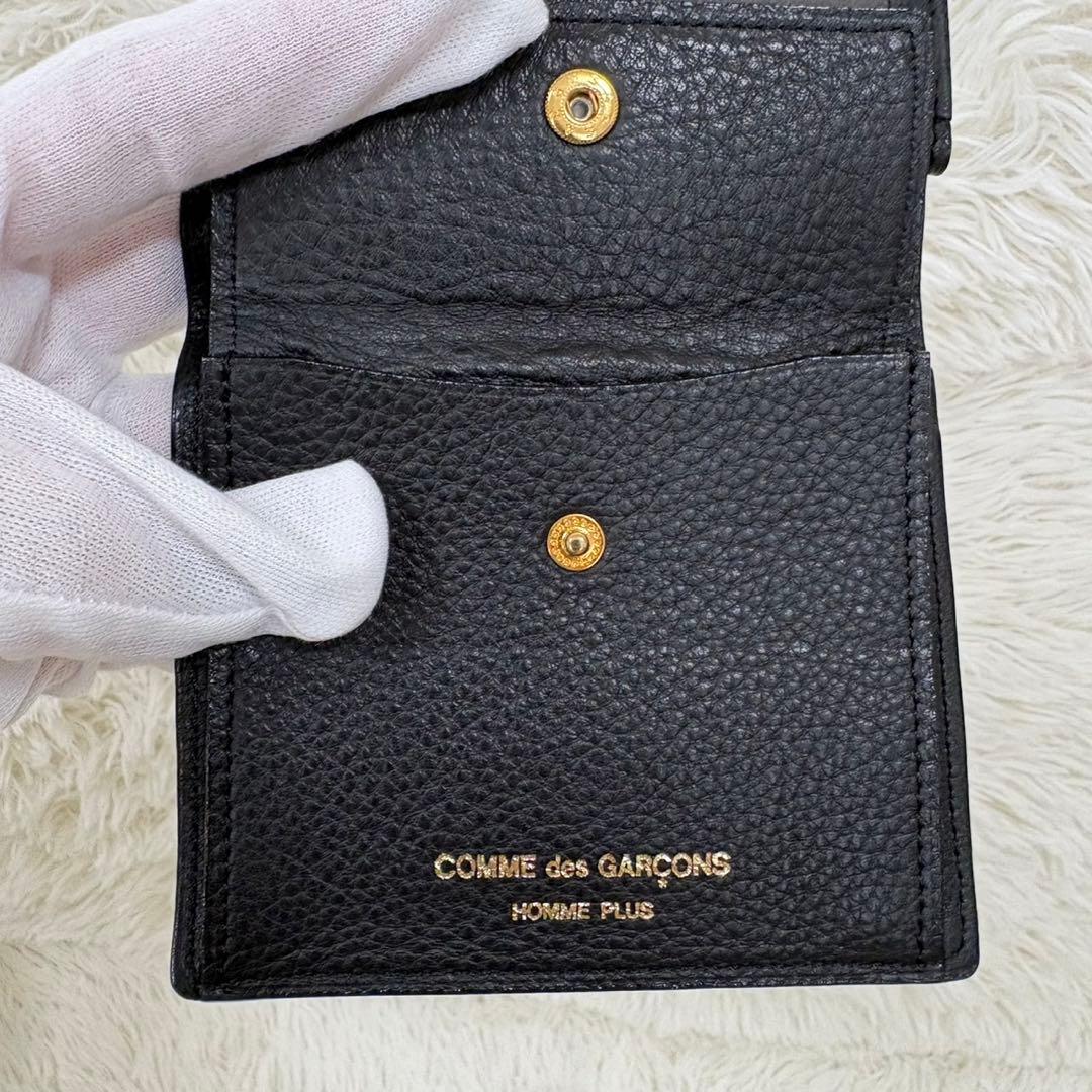 未使用級✨ コムデギャルソンオムプリュス 折財布 レザー ゴールドロゴ 収納