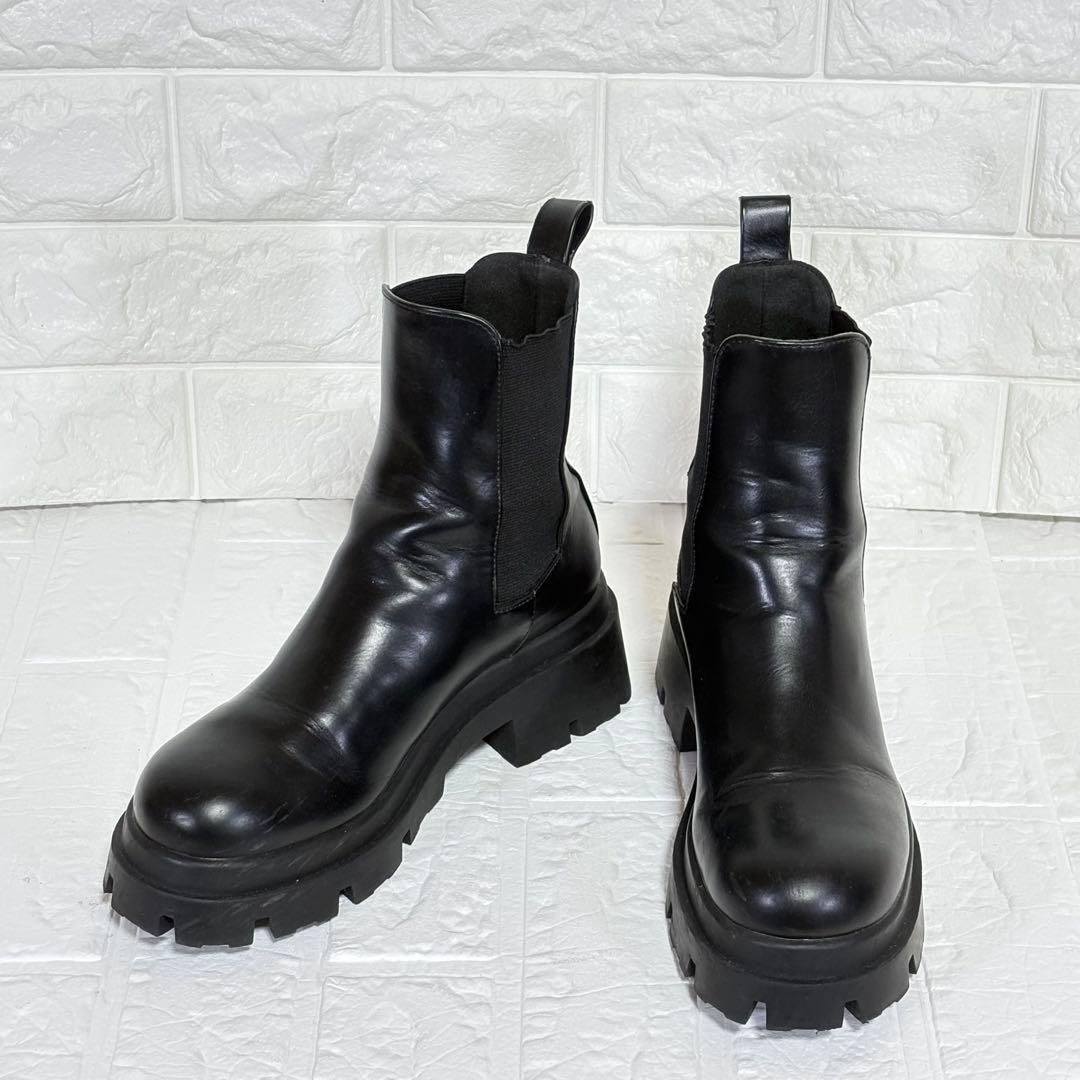 ZARA ザラ 厚底 サイドゴアブーツ 黒 ブラック 23.5cm 36