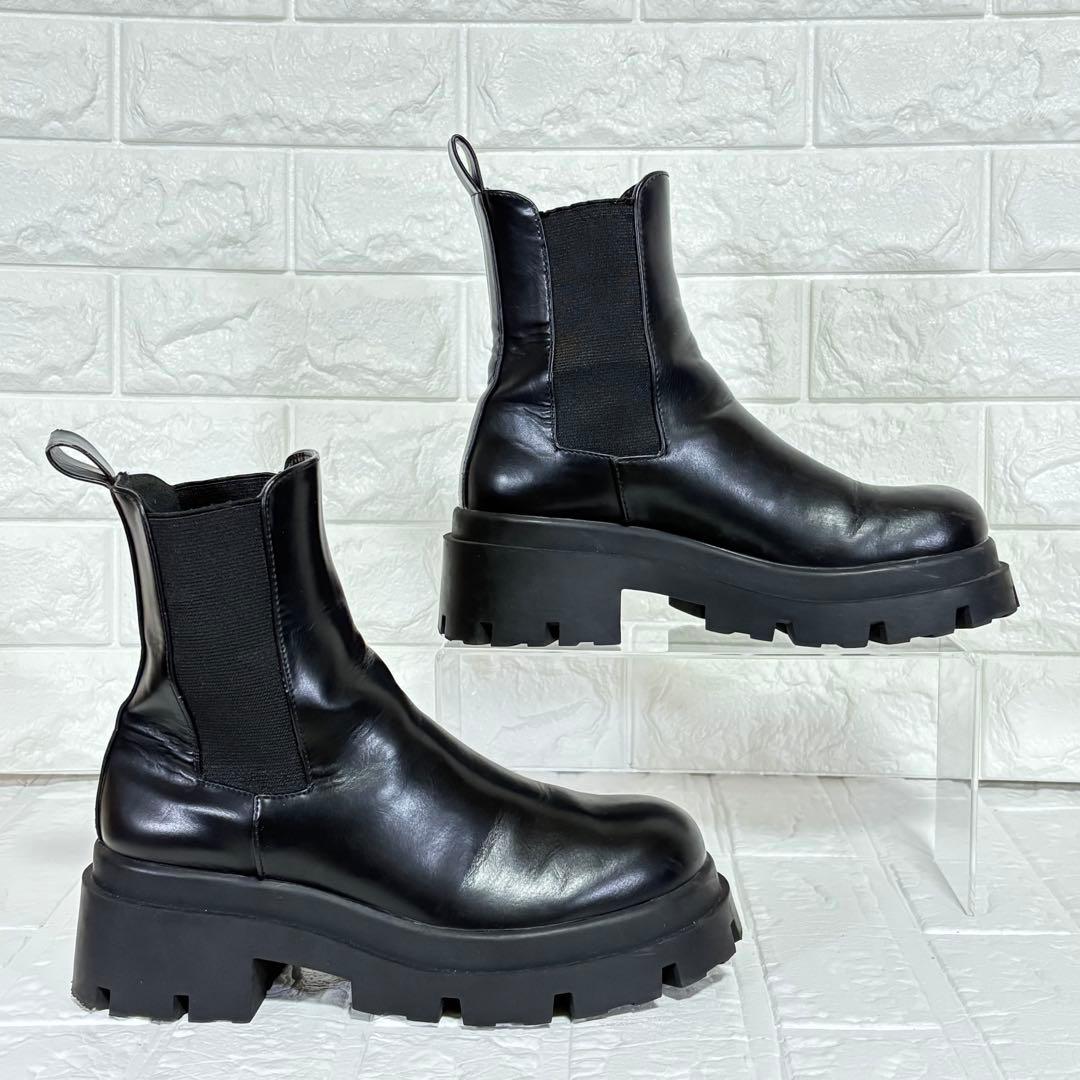 ZARA ザラ 厚底 サイドゴアブーツ 黒 ブラック 23.5cm 36