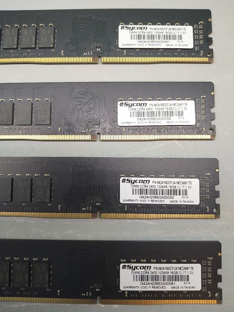 Sycom DDR4 2400MHz 16GB メモリー 7枚セット
