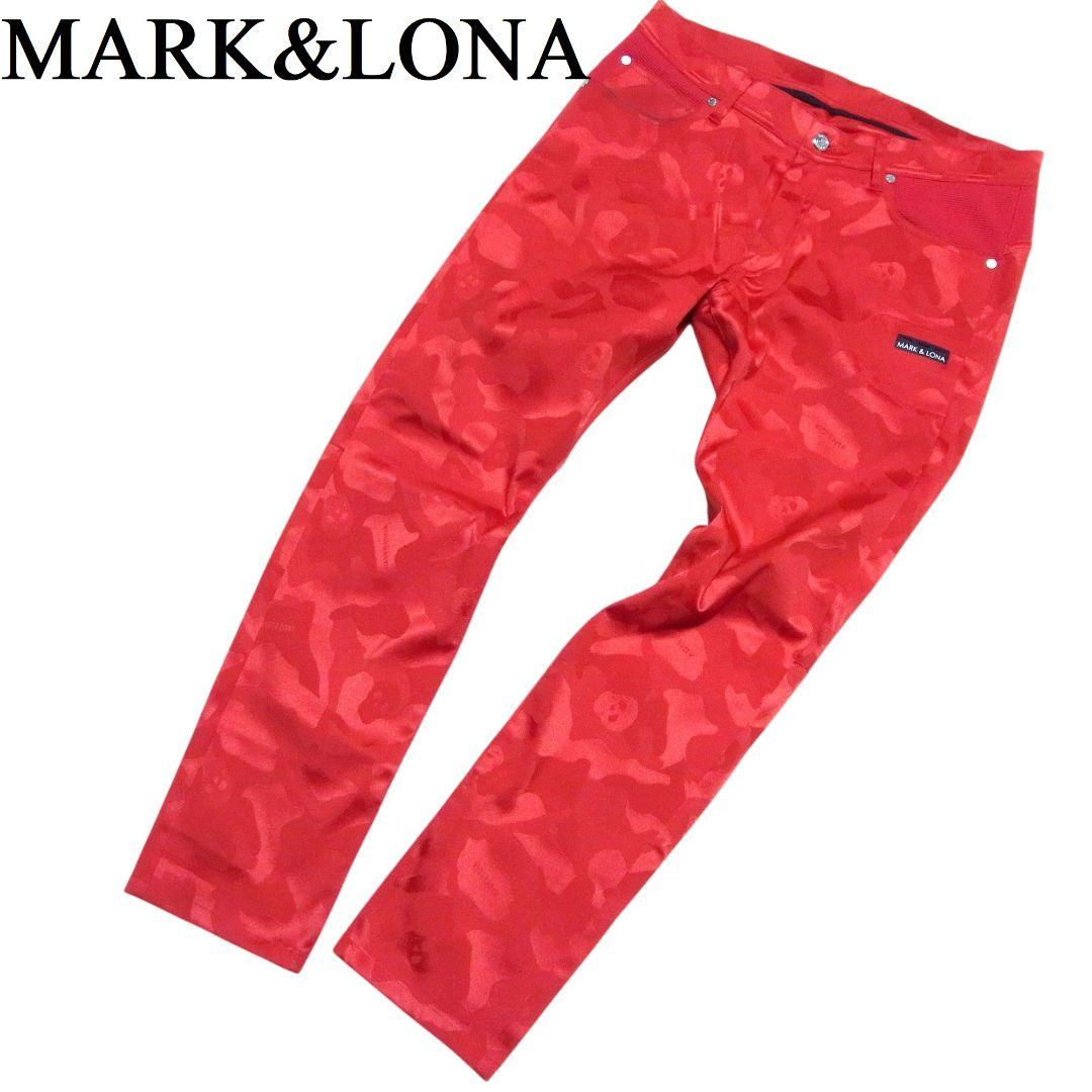 MARK&LONA 迷彩 カモフラ ストレッチ ゴルフ パンツ 48 レッド