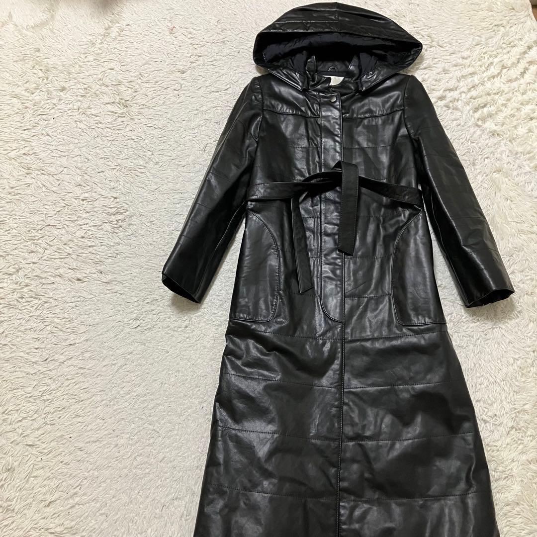Angel Leather エンゼル リアルレザー ロングコート 黒 美品 9号