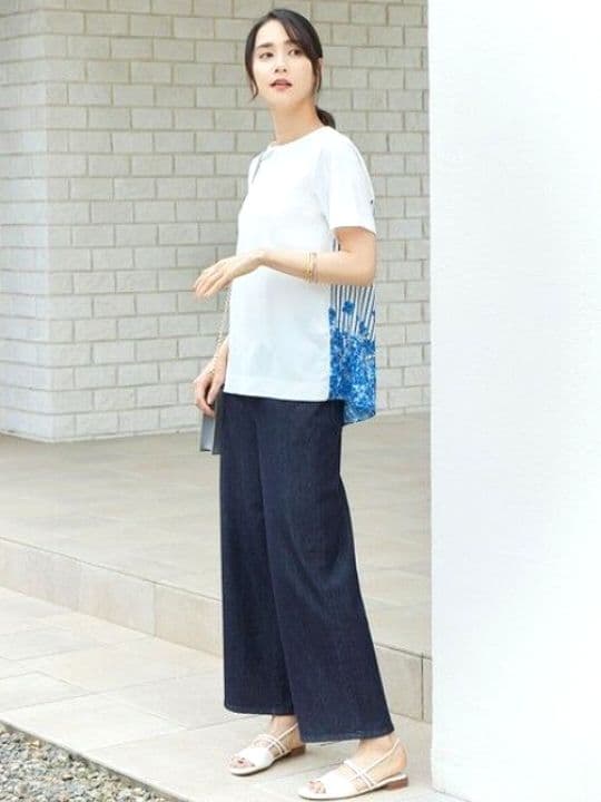 新品【自由区】（洗える）ウスカルデニム ワイドパンツ インディゴ ICB/23区