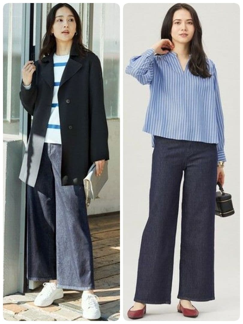 新品【自由区】（洗える）ウスカルデニム ワイドパンツ インディゴ ICB/23区