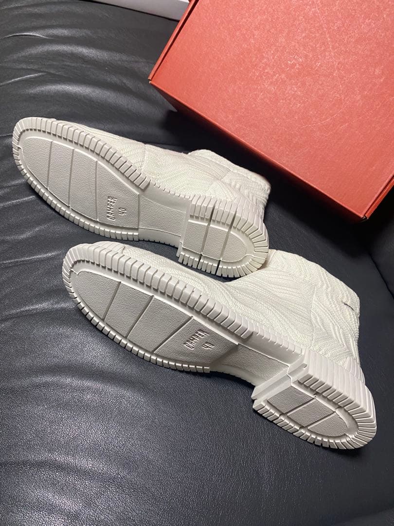 CAMPER カンペール　アンクルブーツ　ホワイト　編み込み柄　40 未使用品