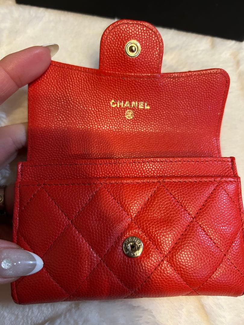 CHANEL 二つ折り財布 レッド