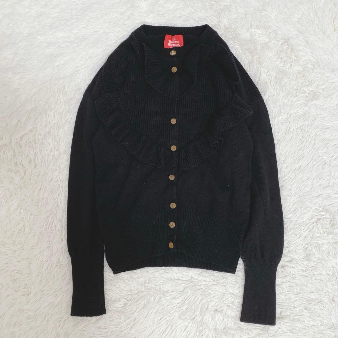 希少 美品 ヴィヴィアンウエストウッド ラブフリル カーディガン オーブボタン